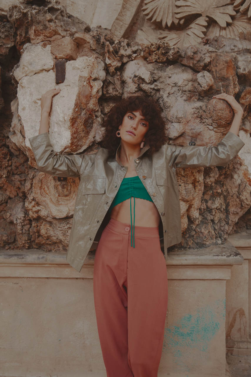 Spanish Gardens — Jacket AMT Pants Maria Roch Bra Urban Outfitters Earrings Claudia Carbajal