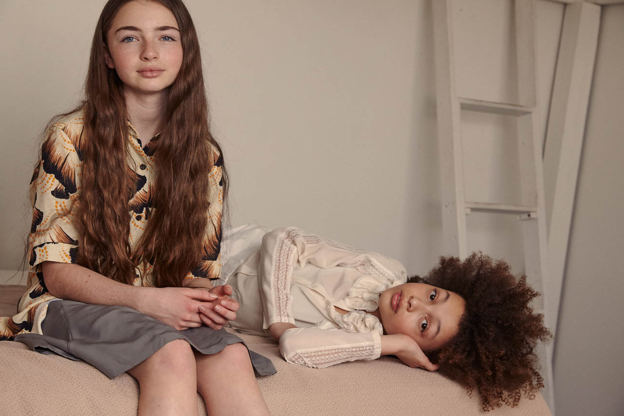 Sisterhood — Left: Top Dries Van Noten Skirt Vintage by Le Grand Strip / Right: Top Rebecca Taylor Shorts Carleen Necklace Vintage by Le Grand Strip