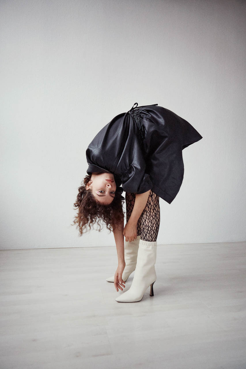 Off Balance — Dress lala Berlin Leggings Wolford Shoes Wandler Belt & Other Stories Earrings Aeyde