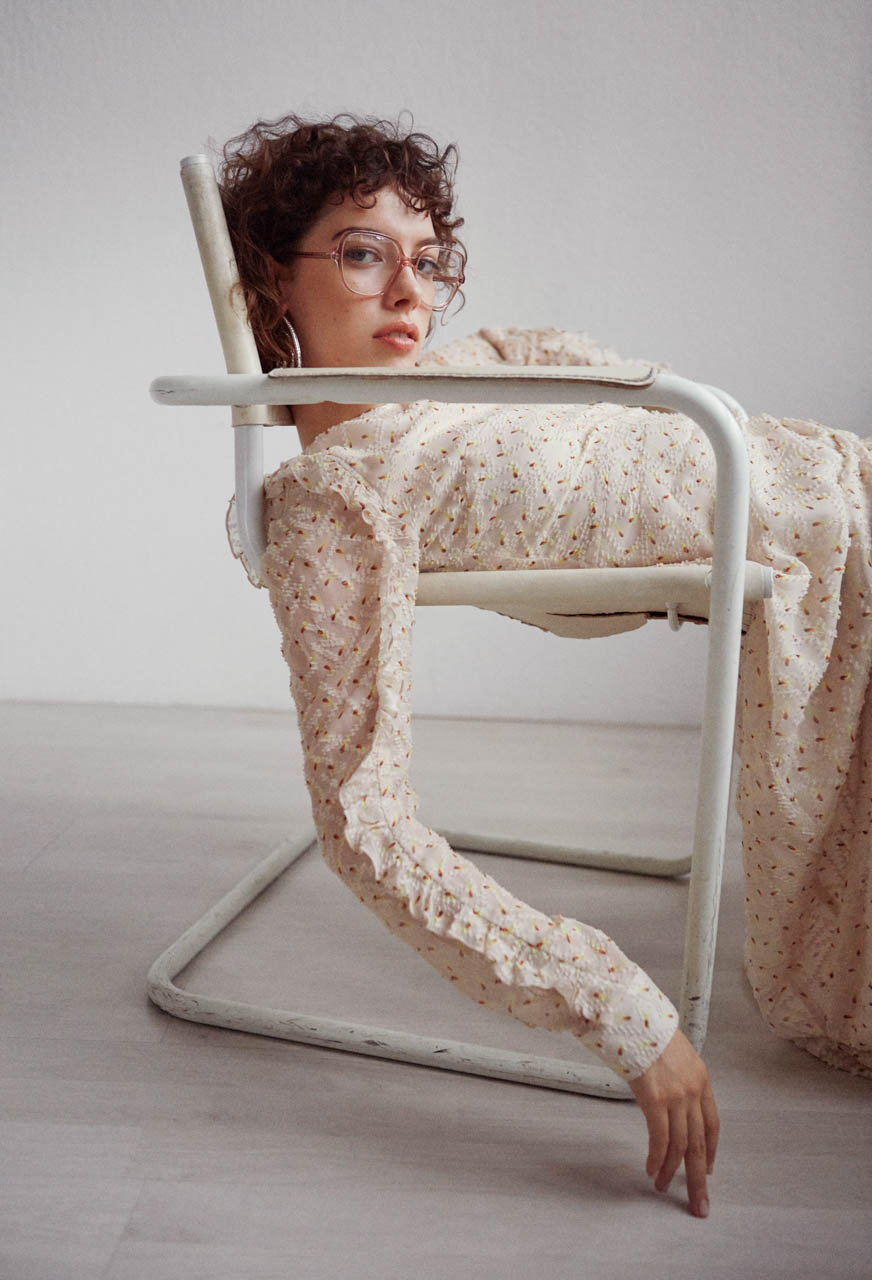 Off Balance — Dress lala Berlin Glasses Viu Eyewear Earrings Julia Seemann