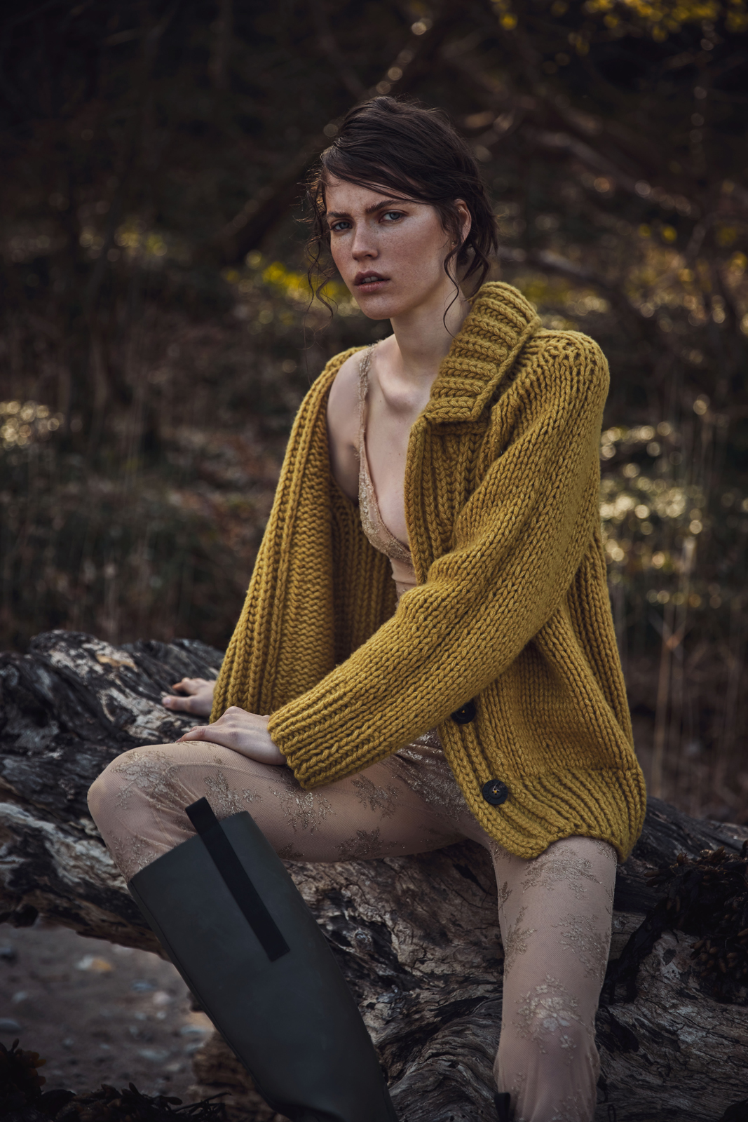 Salty Seas — Knit Jacket Iris von Arnim Bodysuit Benedi Couture Boots Ganni Earrings Monica Camperi